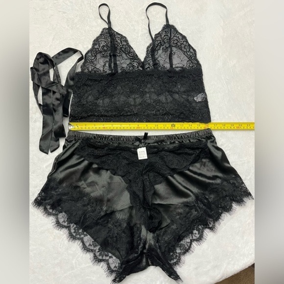 SOLY HUX NEW(in bag) Women's Satin 4p Lace Lingerie Sleepwear w/Robe valentines - Picture 4 of 14